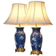 Pair of Antique Arita Baluster Form Lamps