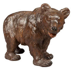 Finely Carved Antique Black Forest Bear of Important Size
