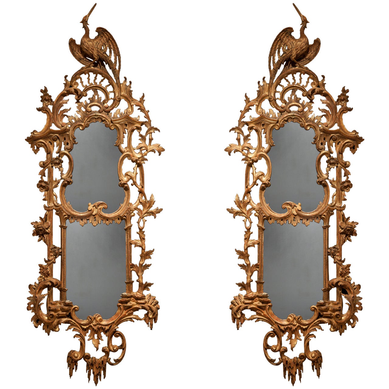 Pair of Giltwood Antique Mirrors
