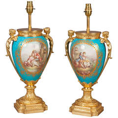 A Fine Pair of Antique Table Lamps in the Sèvres Manner