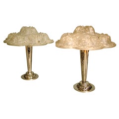 A Rare Pair Of Antique French Table Lamps Of The Art Deco Period 
