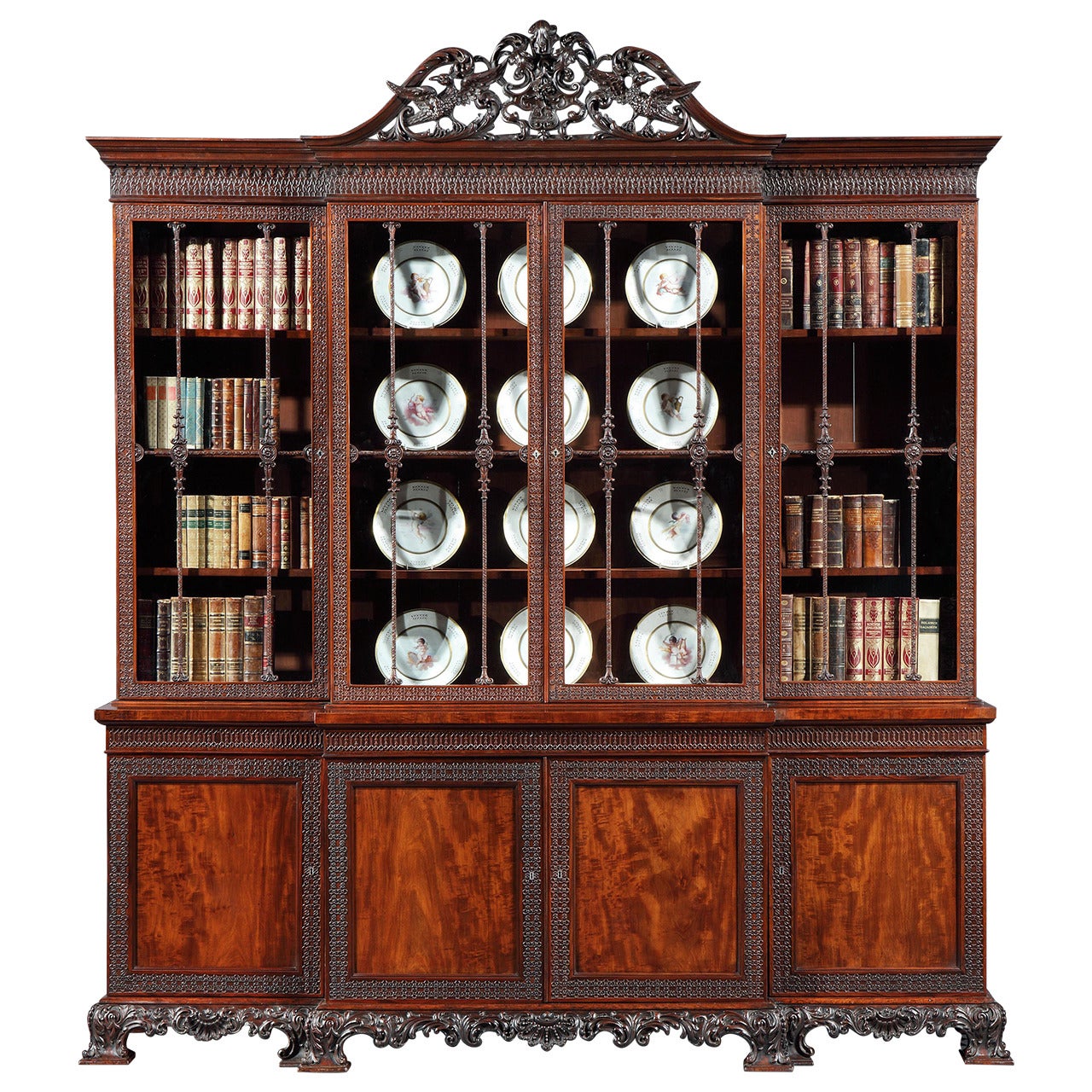 Antique Mahogany Four-Door Bookcase