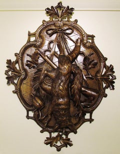 19th Century Carved Black Forest Hunting Plaque