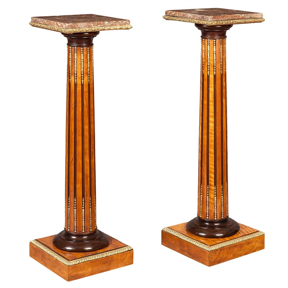 A Pair of Antique Satinwood Pedestals