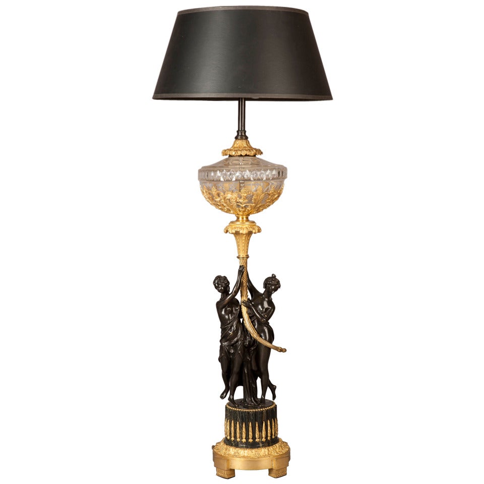 French Bronze and Gilt Table Lamp in the Empire Style