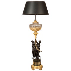 Antique French Bronze and Gilt Table Lamp in the Empire Style