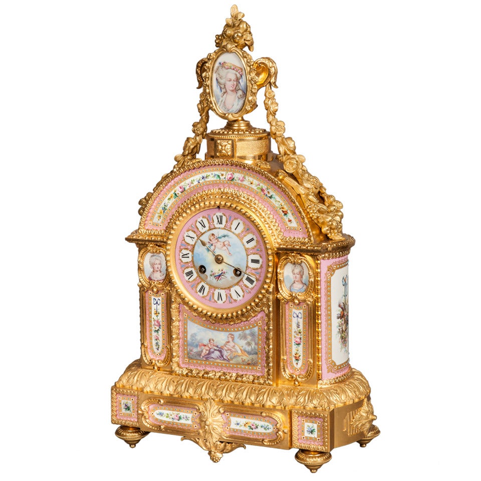 Mantelpiece Clock in the Louis XVI Manner, Retailed by E & S Watson of London For Sale