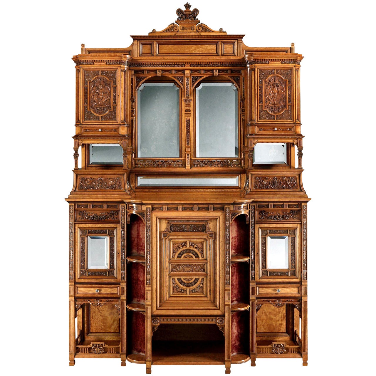 English 19th Century Carved Satinwood Cabinet