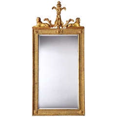 19th Century English Giltwood Mirror with Sphinxes in the Neoclassical Style