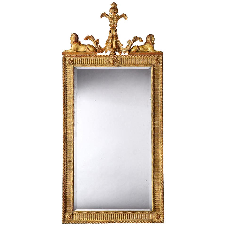 19th Century English Giltwood Mirror with Sphinxes in the Neoclassical Style