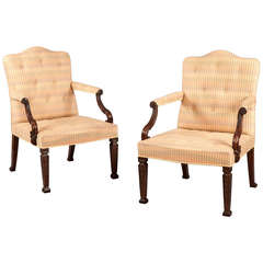 Pair of Antique Library Armchairs of the George III Period