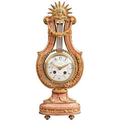 Antique French Lyre Mantle Clock in the Louis XVI Manner
