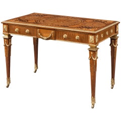 Neoclassical Revival Marquetry and Ormolu Library Table by Howard & Sons
