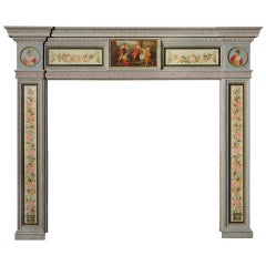 Antique English Hand-Painted Fireplace Mantel in the Neoclassical Style