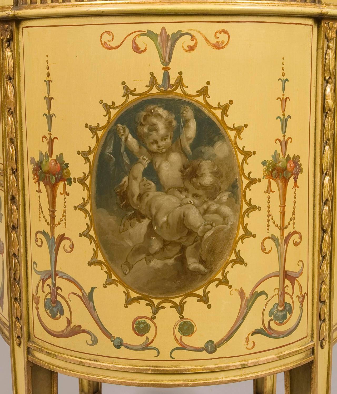 Pair of English Yellow Polychrome Cabinets in the Neoclassical Style In Excellent Condition In London, GB