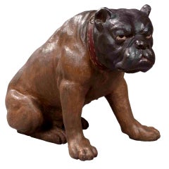 Antique Austrian Lifelike Figure of a Seated Brown British Bulldog 2
