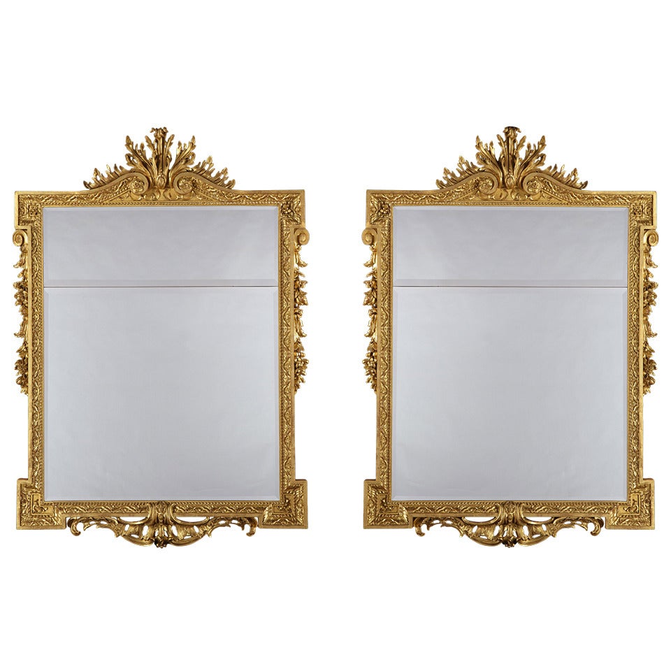 Pair of Antique Giltwood Mirrors