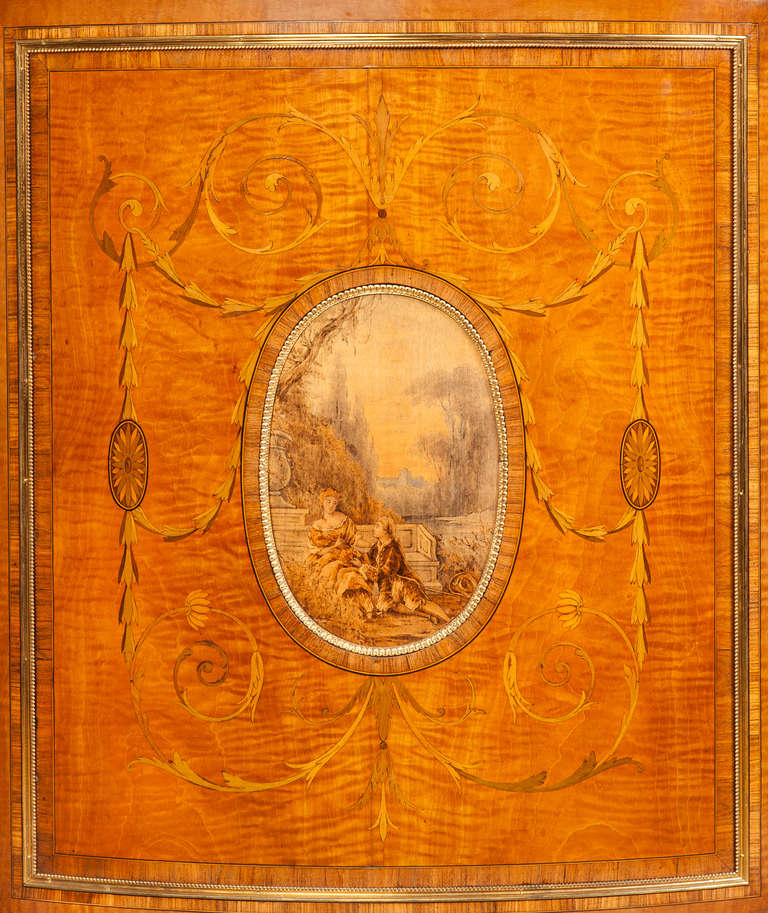 Gilt English Satinwood Side Cabinet in the Neoclassical Style, 19th Century