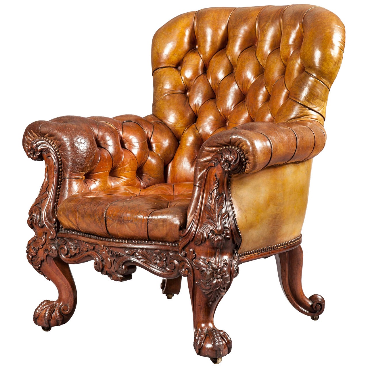 Gentleman’s Leather Library Chair Firmly Attributed to Gillows of Lancaster