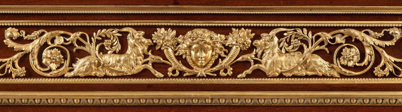 Pair of Mahogany, Gilt and Marble Topped Chest of Drawers in the French Style In Excellent Condition In London, GB