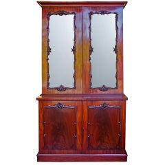 Used Georgian Mahogany Two Door Glass Cabinet Bookcase