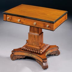 English 19th Century William IV Period Carved Mahogany Games Table