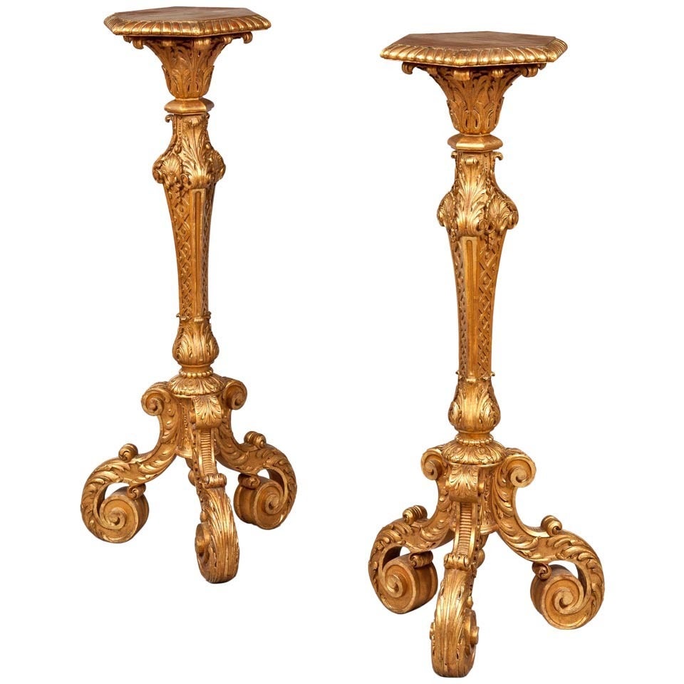 Pair of English Giltwood Stands or Pedestals For Sale