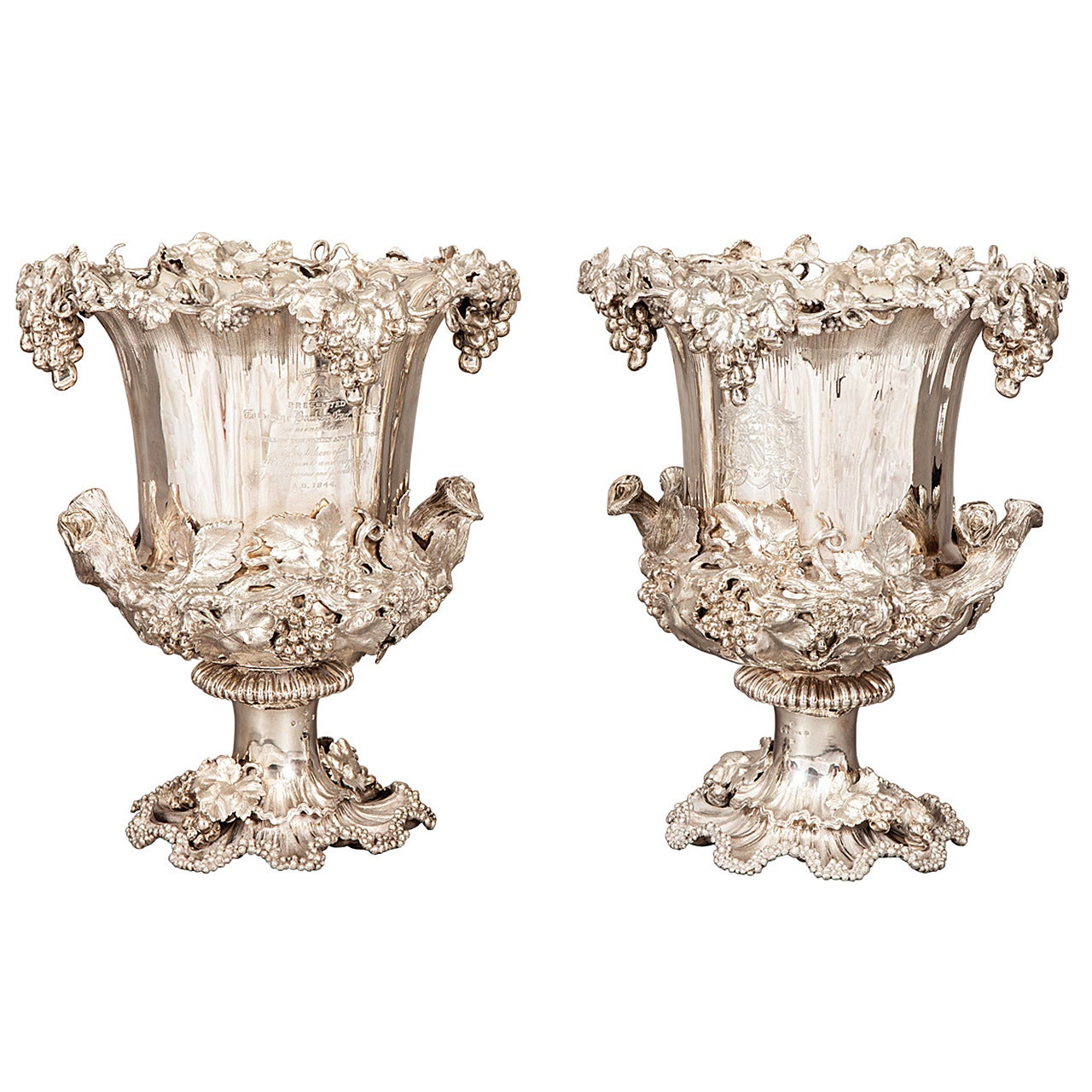 Pair of Solid Silver Wine Coolers By Elkington & Mason of Birmingham