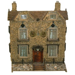 Vintage Early 19th Century English Model of a House with Cork and Shell