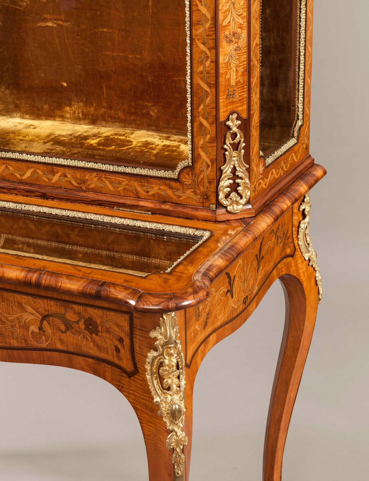 Louis XVI 19th Century English Satinwood Marquetry and Ormolu Cabinet in the French Taste
