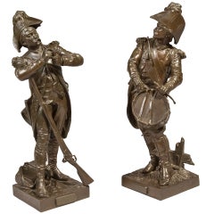 Pair of Military Bronzes by Etienne Henri Dumaige