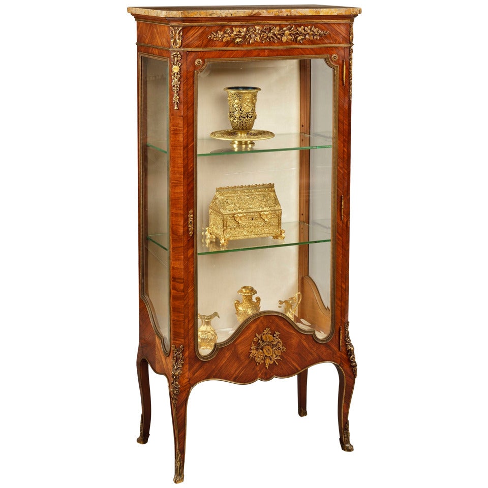 19th Century French Vitrine of Kingwood and Gilt Bronze Mounts For Sale