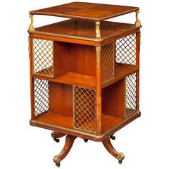 19th Century French Kingwood and Ormolu Revolving Bookcase 8