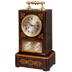 19th Century French Foliate Inlaid Mantle Clock