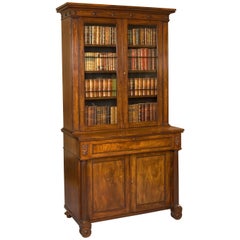 19th Century English Mahogany Writing Bookcase with Cabinet