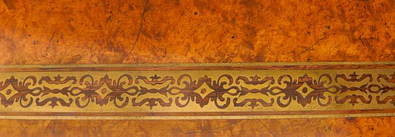 19th Century English Regency Amboyna and Brass Inlay Library Table In Excellent Condition For Sale In London, GB