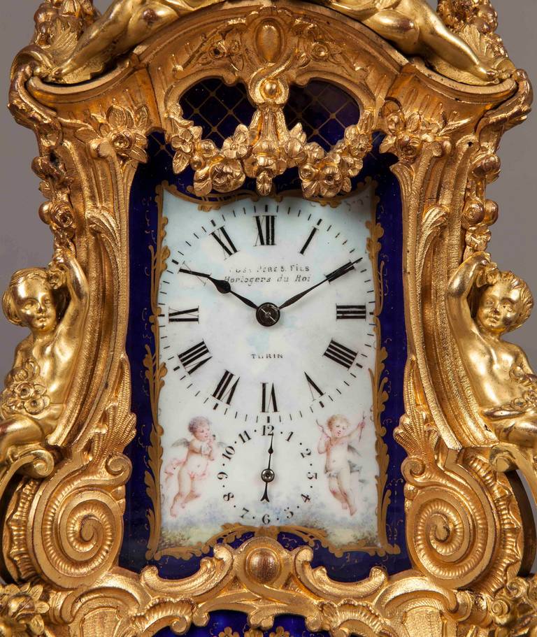 Antique Ormolu and Porcelain Carriage Clock In Excellent Condition In London, GB