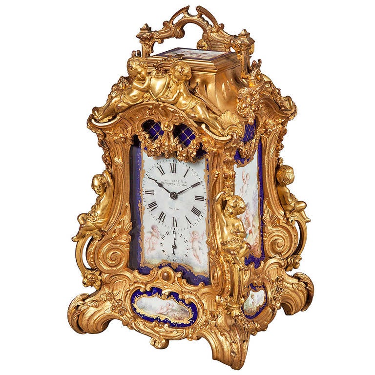 Antique Ormolu and Porcelain Carriage Clock For Sale at 1stdibs