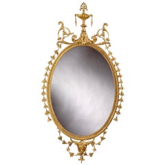 Antique 19th Century, English Giltwood Oval Mirror in the Neoclassical Style