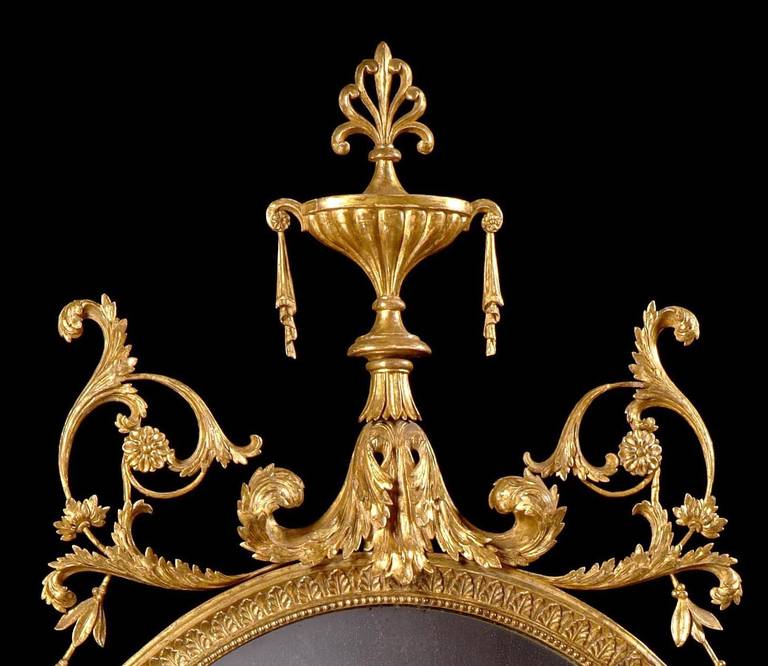 Ovaler englischer Spiegel aus vergoldetem Holz im neoklassischen Stil des 19. Jahrhunderts (Neoklassisch) im Angebot