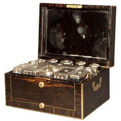 Antique Victorian Coromandel and Brass Bound Dressing Case by Asprey 9