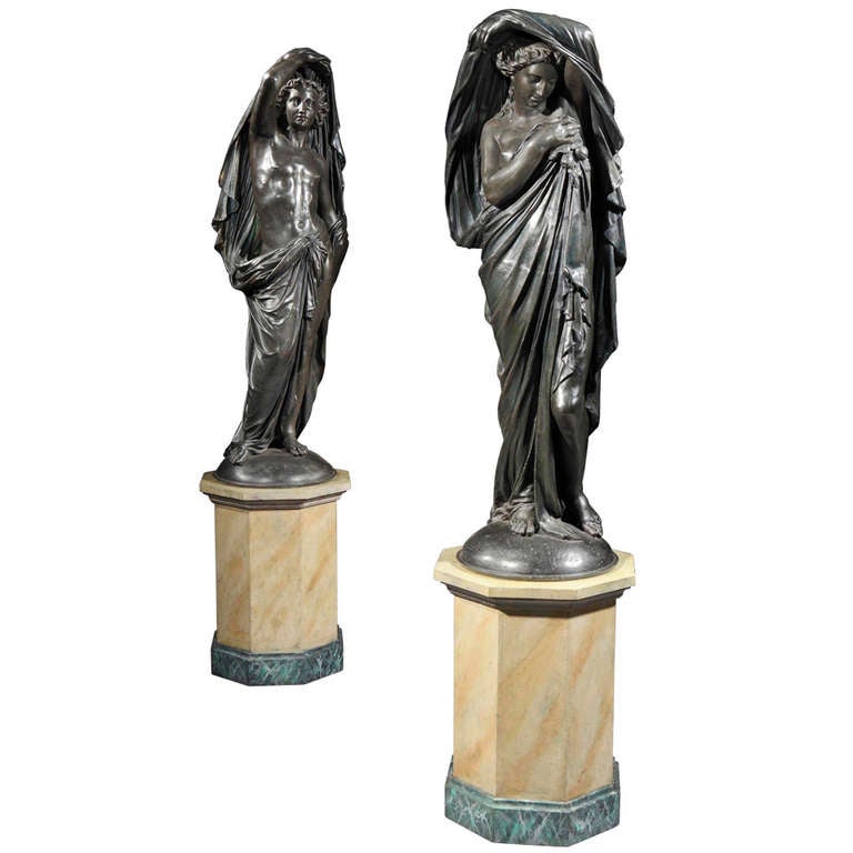 Pair of Antique Statues in the Classical Manner For Sale at 1stdibs