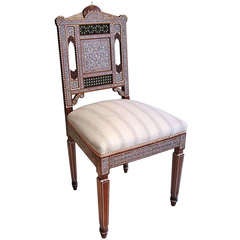 19th Century Decorative Chair of Mother of Peal and Ivory Micromosaic 11