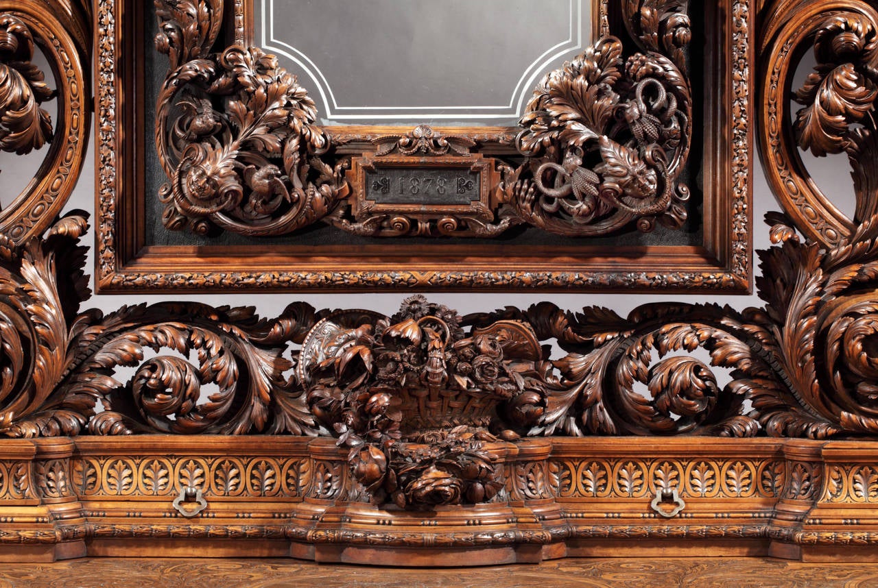 19th Century Truly Remarkable Italian Carved Sideboard, 1878