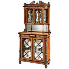 English 19th Century Amboyna and Ebony Inlaid Display Cabinet 3