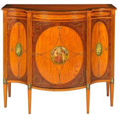 19th Century English Cabinet with Neoclassical Painted Scenes