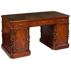 English 19th Century Carved Mahogany Pedestal Desk 11
