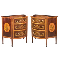 Antique Superior Pair of Commodes in the Hepplewhite Manner Firmly Attributed to Edwa