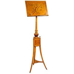 19th Century English Music Stand of Satinwood and Inlaid Marquetry