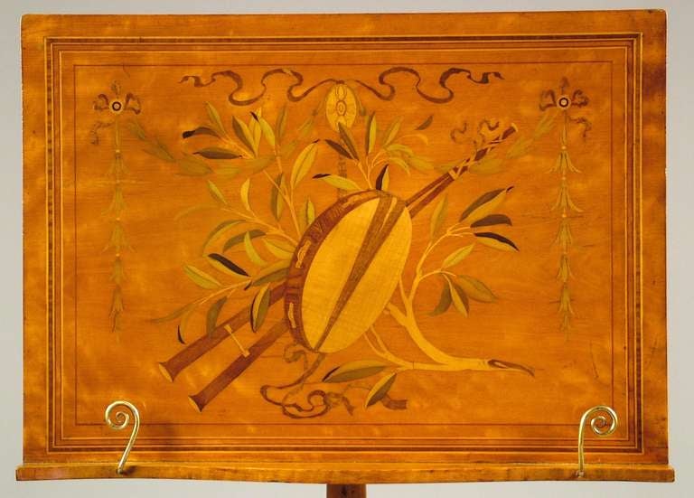 Sheraton 19th Century English Music Stand of Satinwood and Inlaid Marquetry